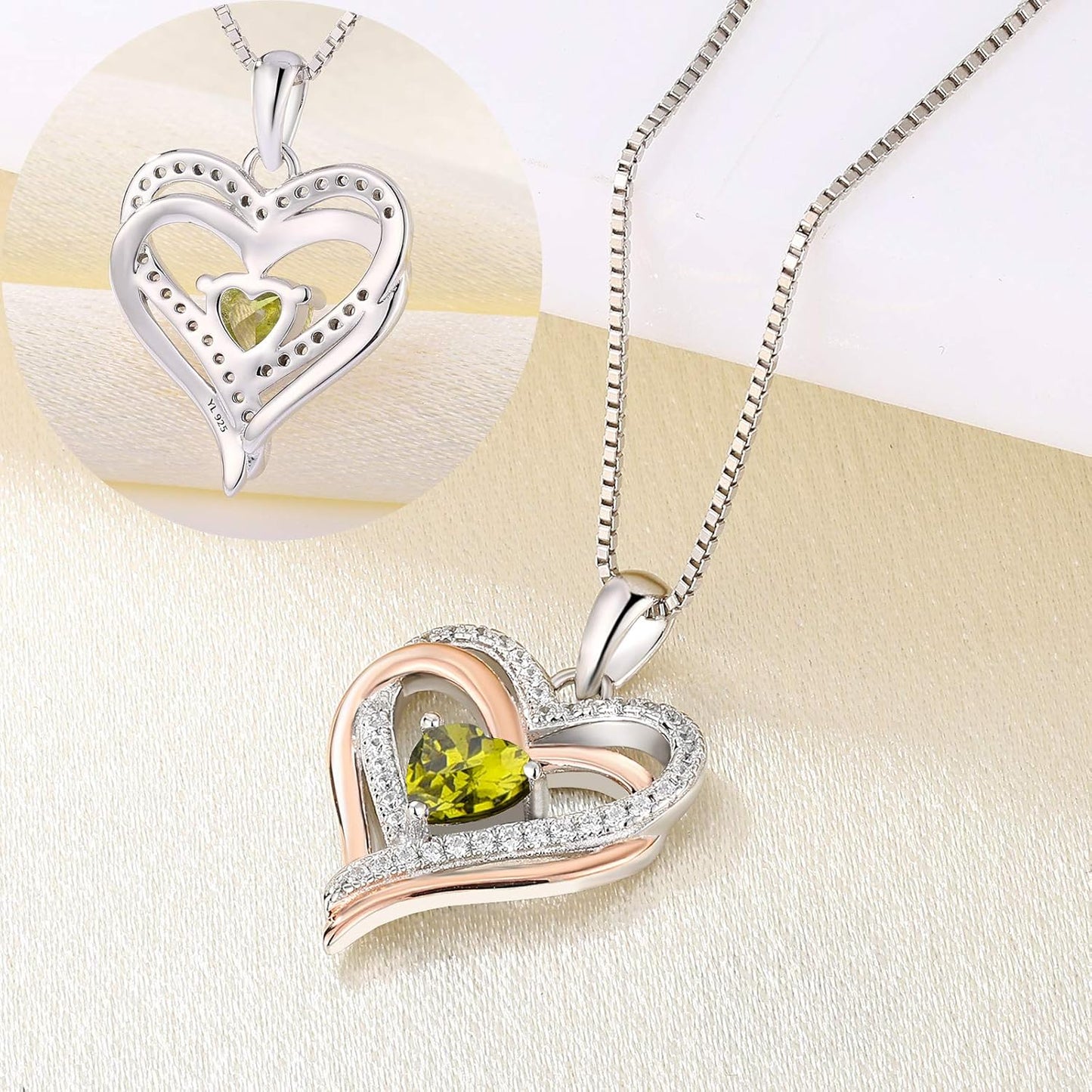 Women'S Heart Necklace Sterling Silver Filigree Love Heart Pendant Cubic Zirconia Jewelry
