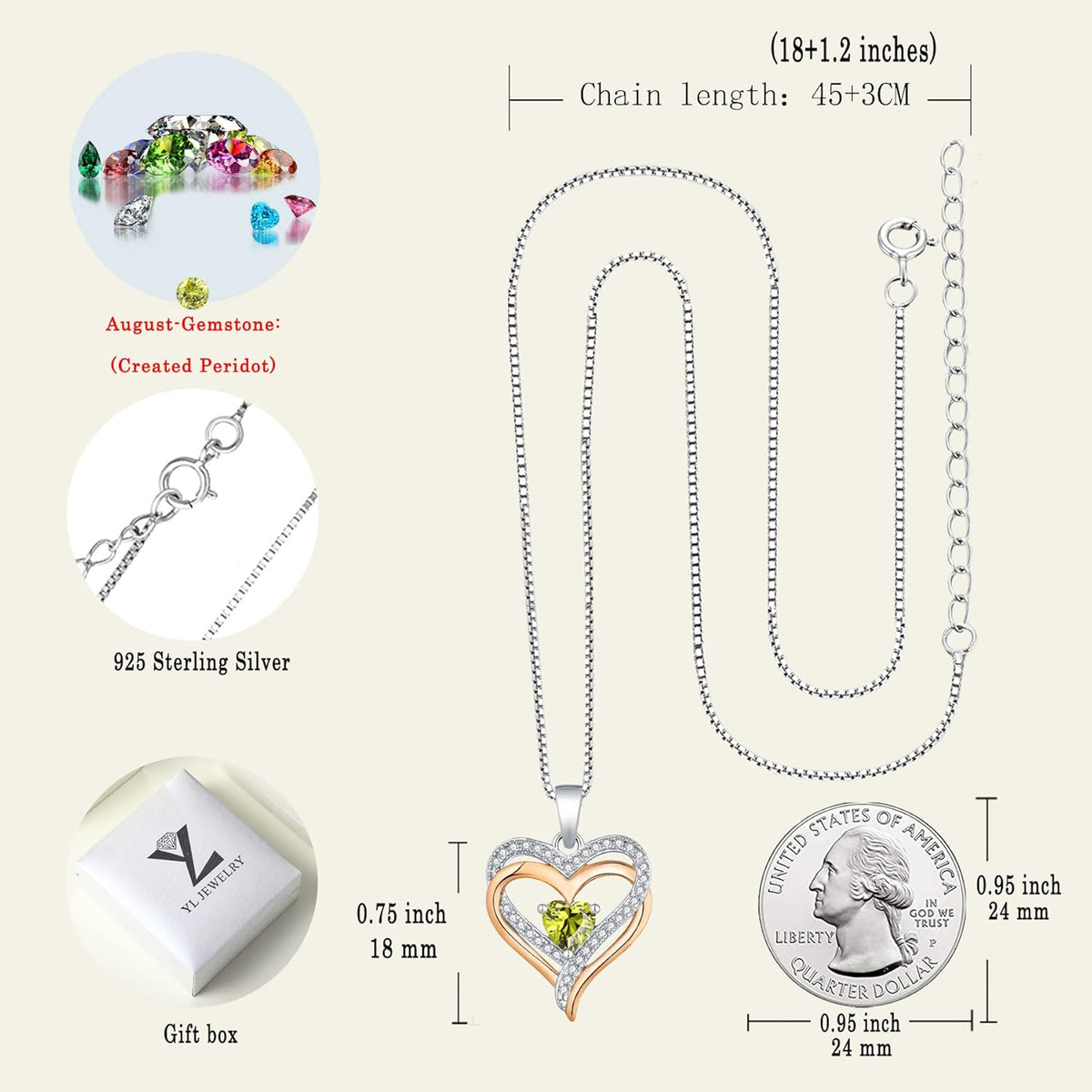 Women'S Heart Necklace Sterling Silver Filigree Love Heart Pendant Cubic Zirconia Jewelry