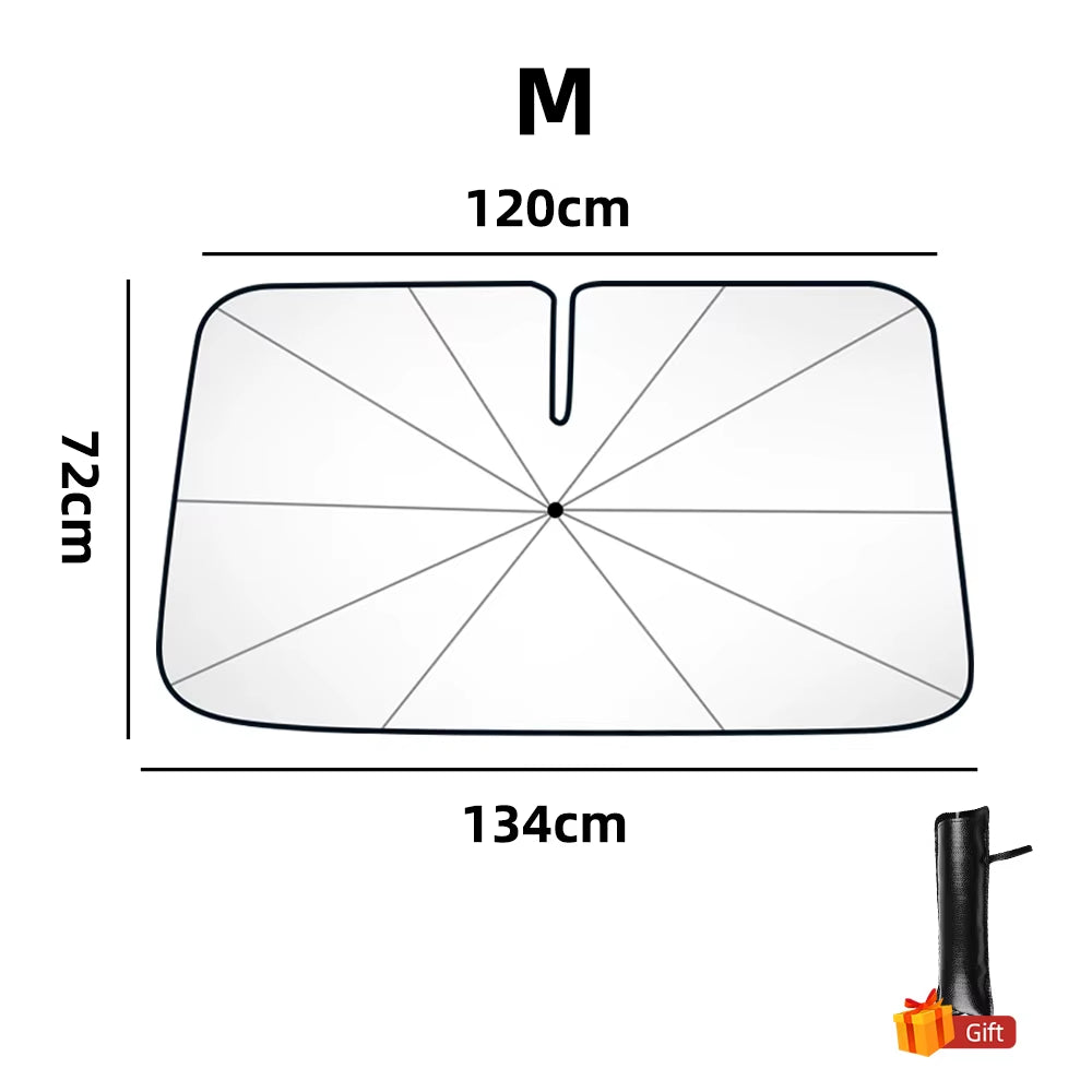 SunShield 360 – Rotatable Umbrella-Style Car Windshield Sunshade with UV & Heat Protection